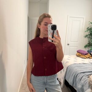 Elegant Sleeveless Maroon Blouse